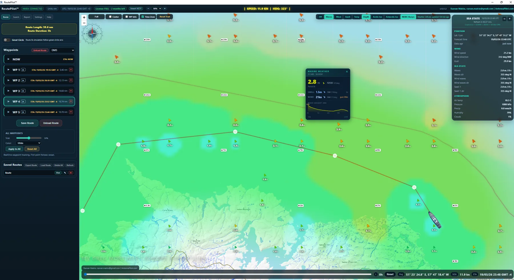 RoutePilot presentation mode on a lounge screen