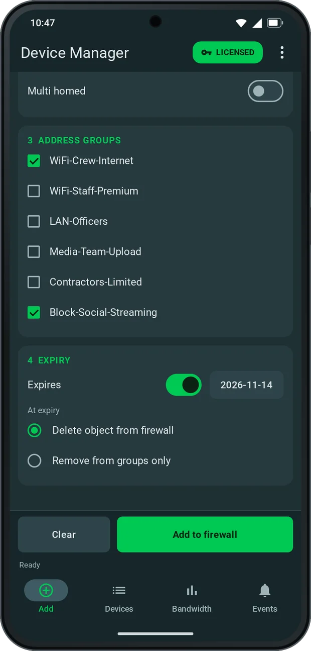 Android groups and expiry
