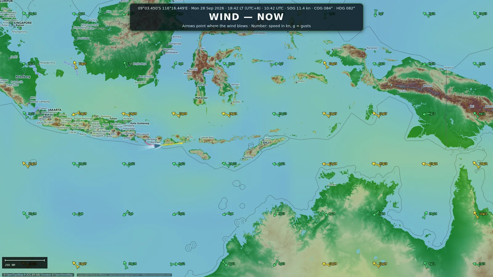 Wakeline TV channel: wind now